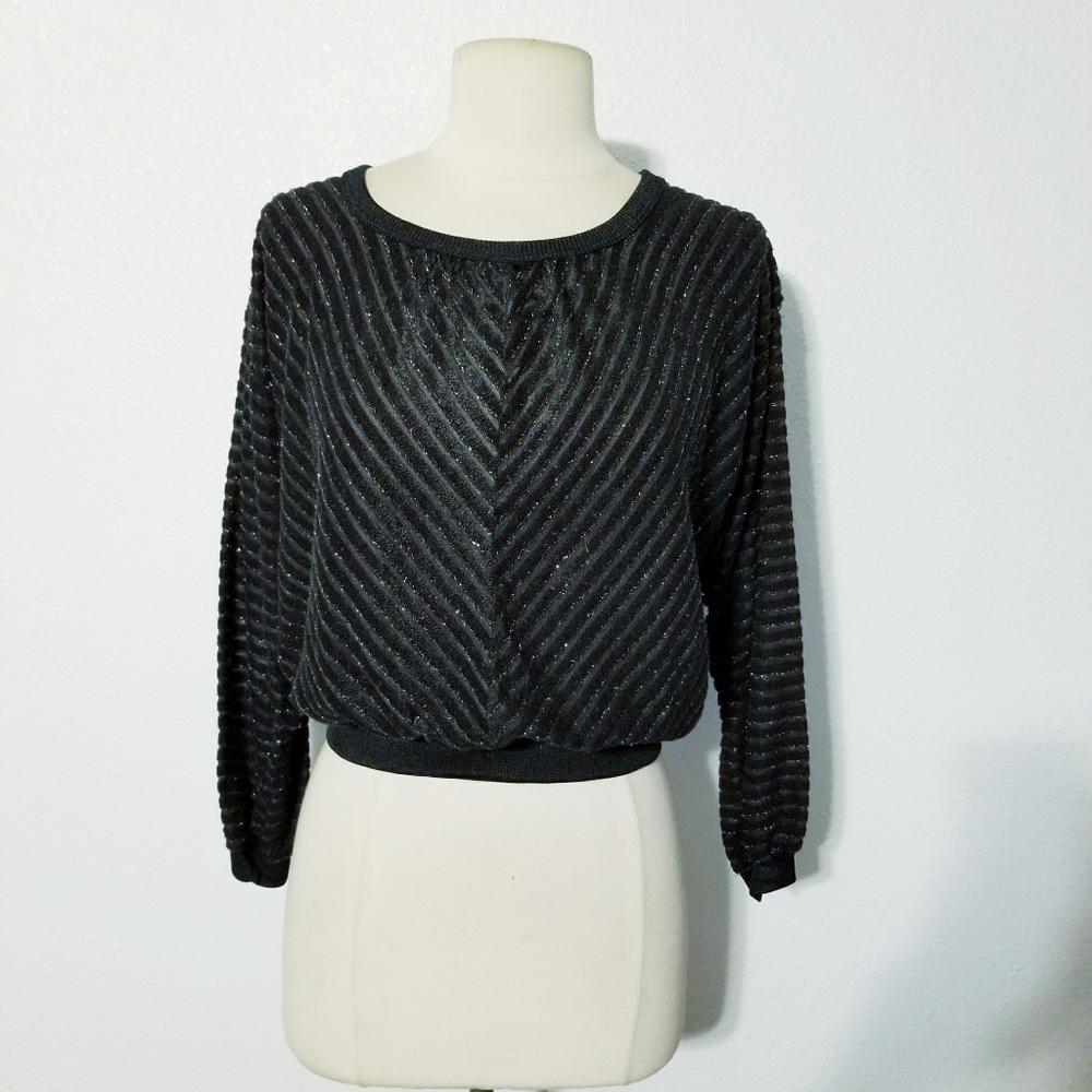 Vintage 80's retro disco glam crop blouse top